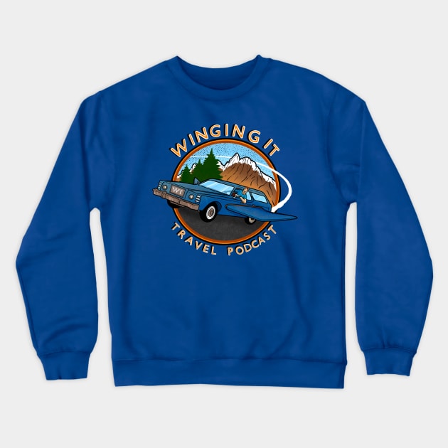 Winging It Travel Podcast Logo Crewneck Sweatshirt by Winging It Travel Podcast